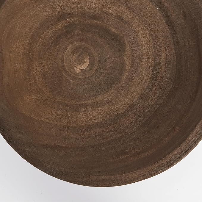 DN DECONATION Wooden Decorative Bowl with Tripod Base 10.63" - Brown Wood Fruit Candy Key Holder Bowl Footed for Dining Table Top Centerpiece Decor Rustic Home Shelf Decor