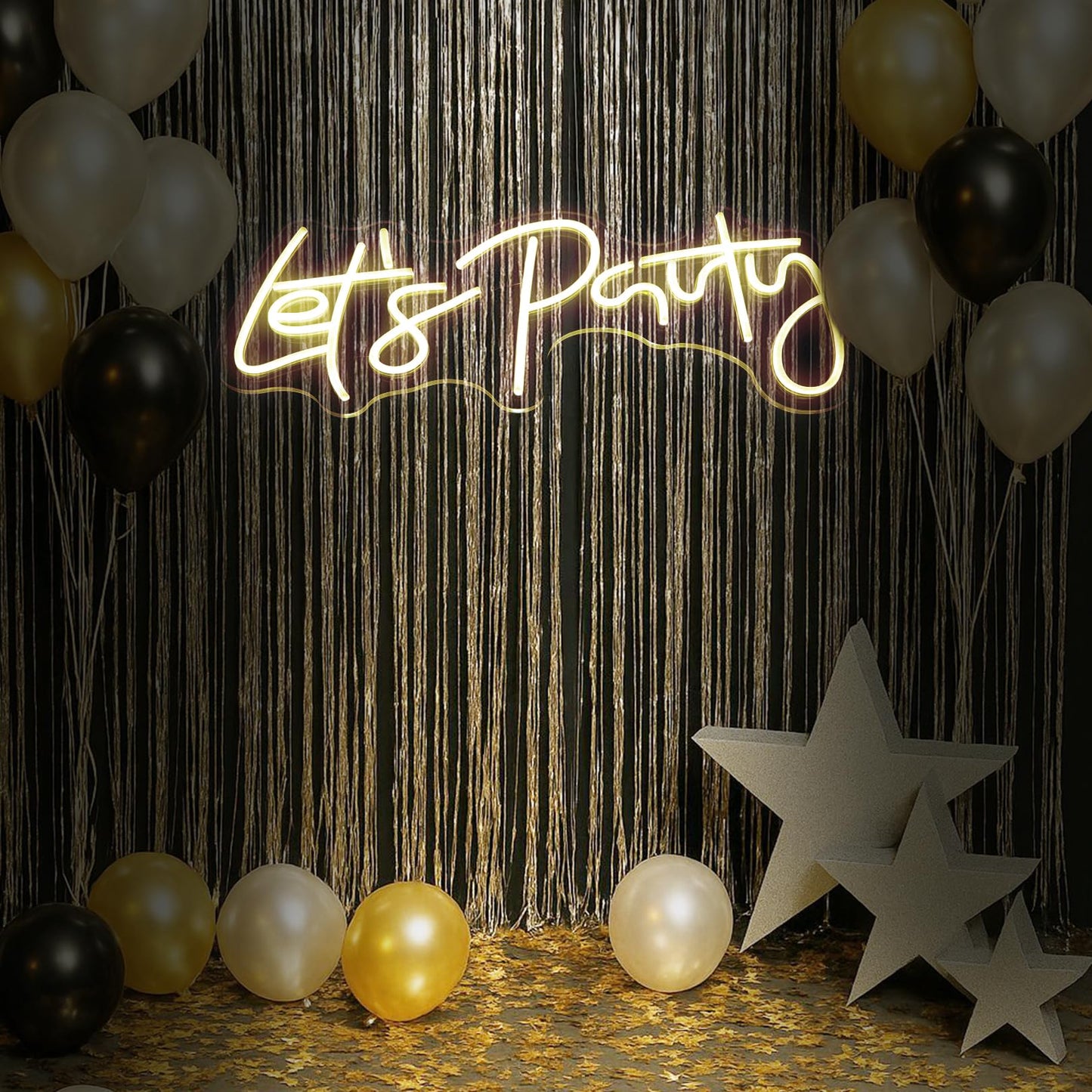 Let's Party Neon Sign for Party Decorations Let's Party LED Signs Neon Lights Sign for Party Backdrop Wall Decor Proposal Decorations Bachelorette Party Engagement Party Birthday Party Wedding Party 21.7×10.4 Inch (warm white)