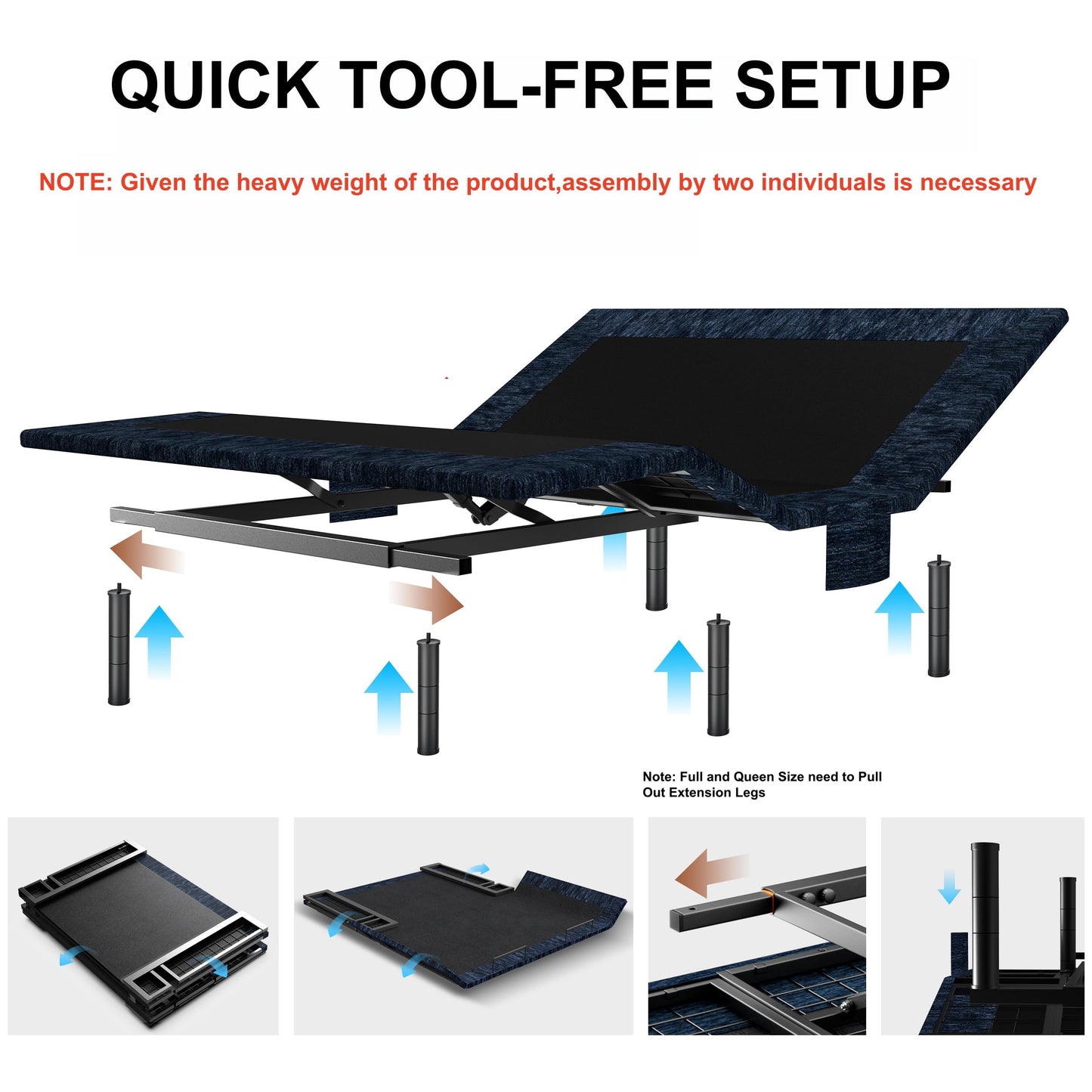 Zhumeiling Patented Design Smart Adjustable Bed Frame, Twin XL Adjustable Base with Quiet Motor, Zero Gravity & Anti-Snore, Easy Assembly, Heavy-Duty Metal Support, Suitable for Bedroom & Elderly Use