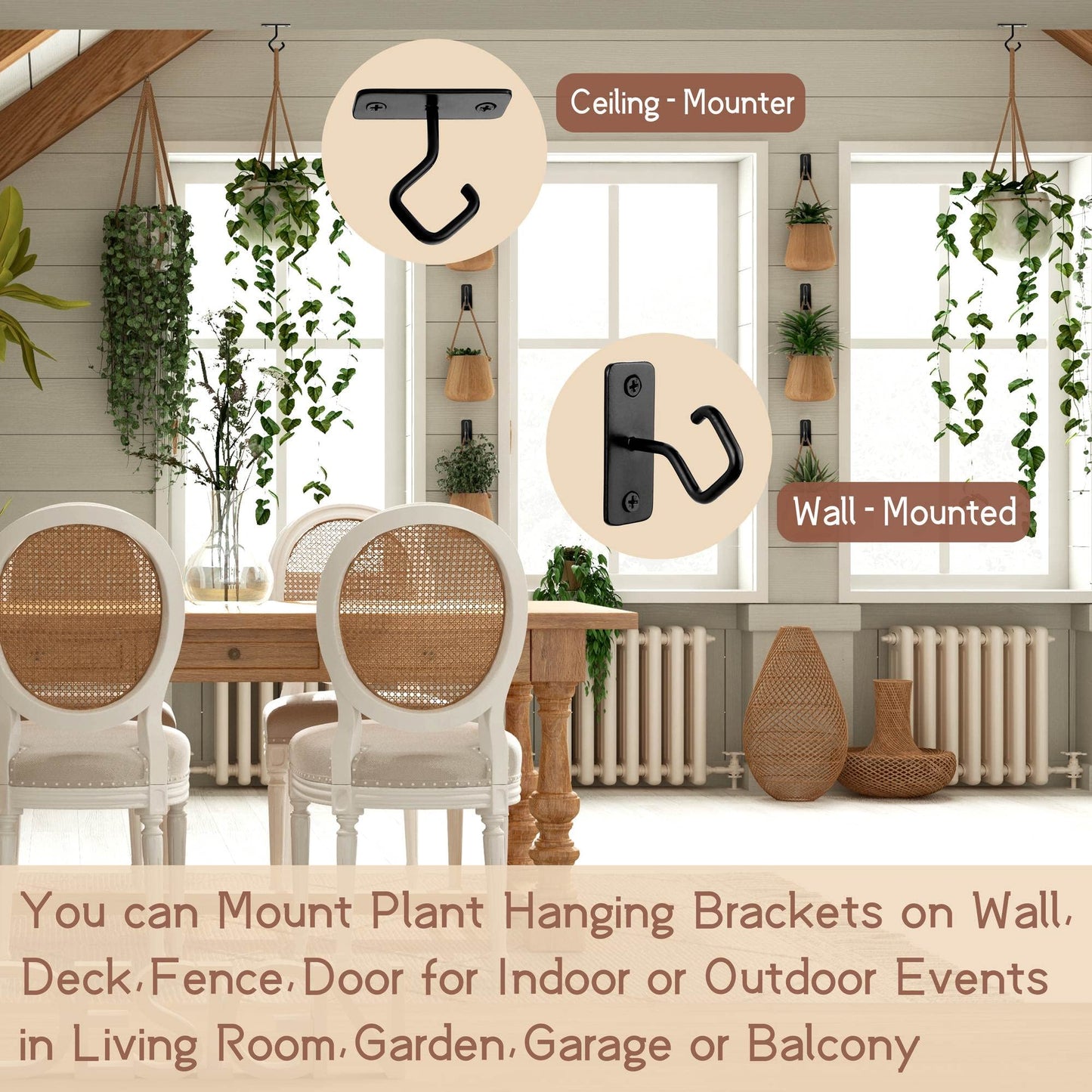 AJART Ceiling Hooks for Hanging Plants - Iron Plant Hanger for Wall Mount - 2 Pack/2.5 Inch Ceiling Hook for Indoor Use