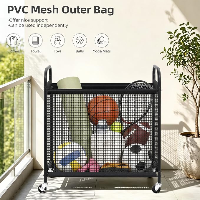 STORAGE MANIAC Rolling Laundry Hamper with Wheels 3-Section Laundry Sorter Rolling Laundrys Basket on Wheels with Removable Bag Clothes Hamper Laundrys Organizer Cart Bathroom Bedroom 120L Grey