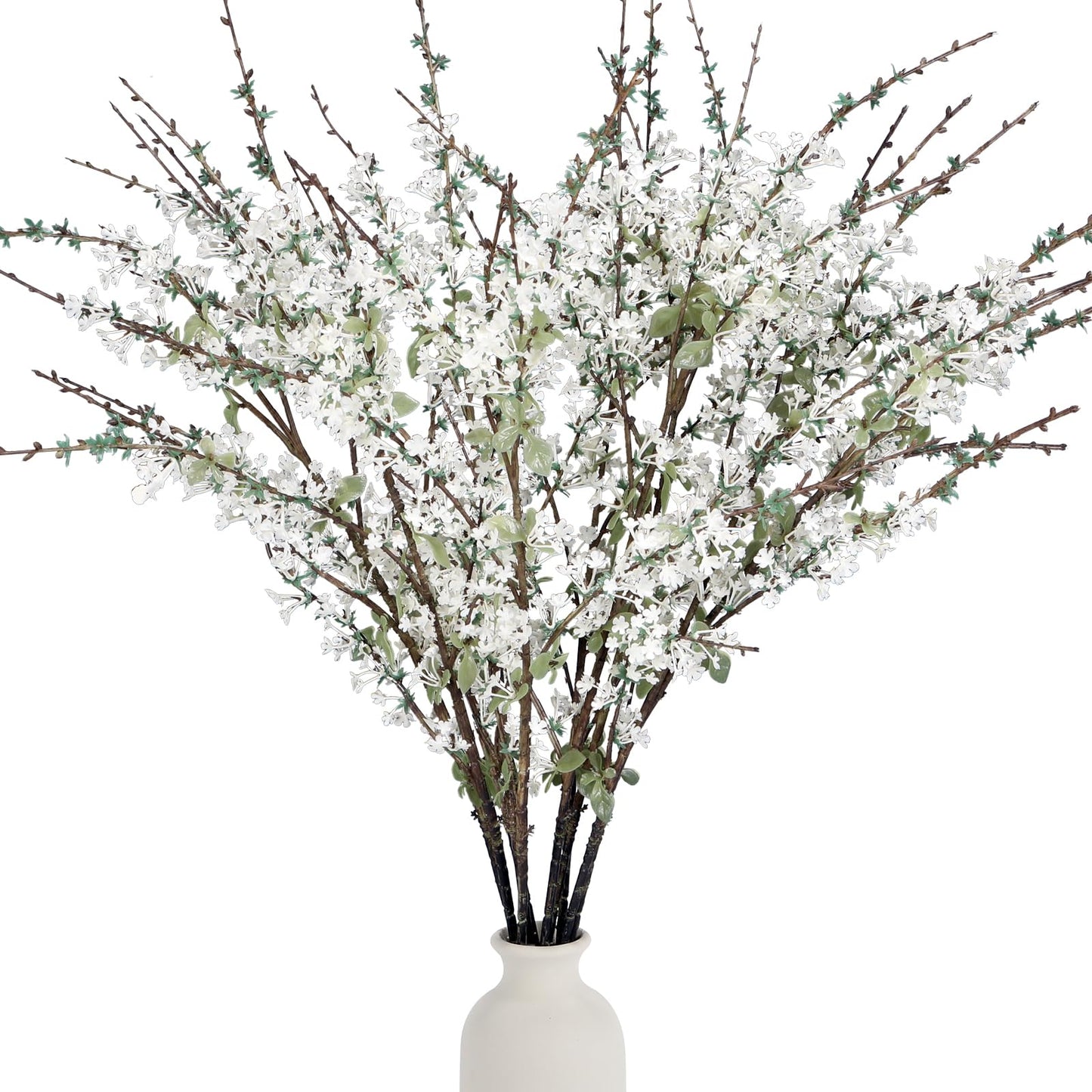 Geegoods White Flowering Branches, 10 Pack 32'' Real Touch Artificial Flowers for Tall Vases, Spring Blossom Branches for Farmhouse Minimalist Home Decor
