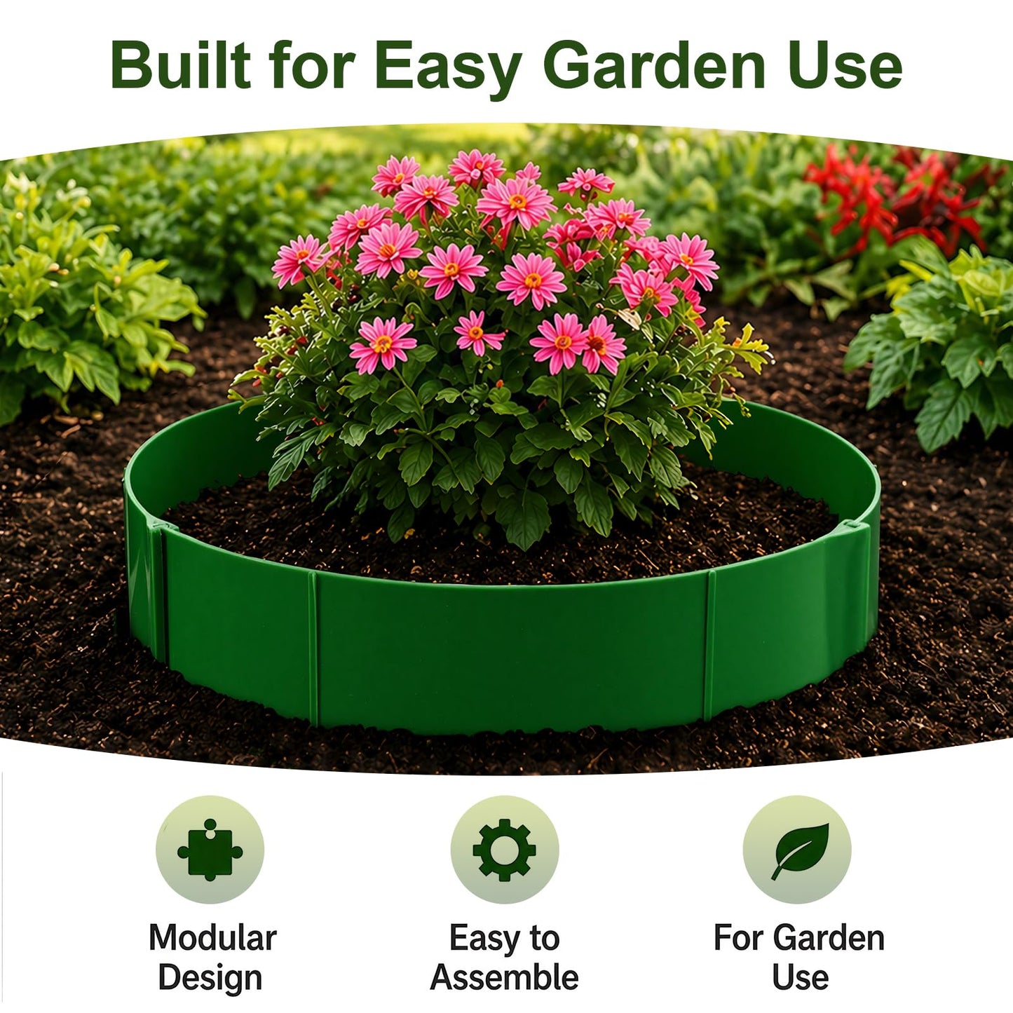 18 Panels Planting Grow Rings, Diameter Range 7-17.5 Inches, Garden Rings for Flowers, Vegetables, Seedlings, Pots, Planters and Garden Beds, Helps Separate Rock and Define Planting Spaces
