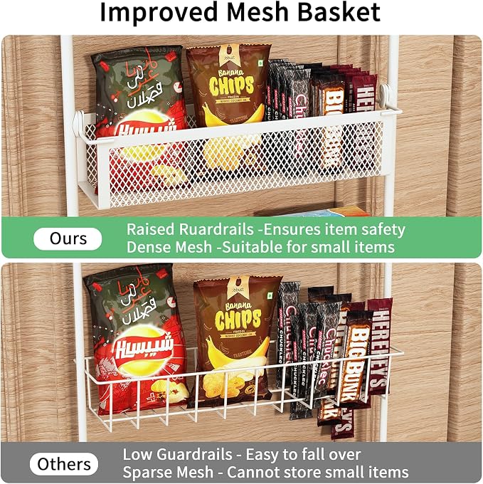Over The Door Pantry Organizer, 8-Tier Pantry Organization and Storage, Over The Door Spice Rack, Home & Kitchen Storage Shelves for Cabinet, White