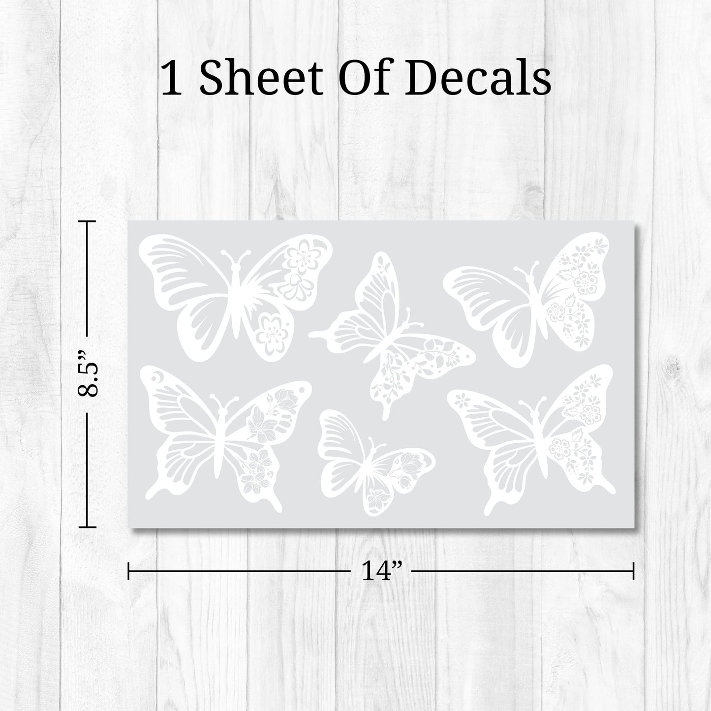 White Floral Butterfly Mirror Decals - Vinyl Stickers for Mirrors, Walls, Doors, Windows - Easy to Apply and Remove - Nursery Living Room Nursery Laundry Kitchen