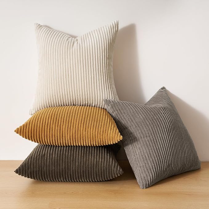 Topfinel Decorative Brown Throw Pillow Covers Cushion Cases, Set of 4 Soft Velvet Modern Double-Sided Designs, Rustic Fall Home Decor, Pillow Inserts Not Included 24x24 inch