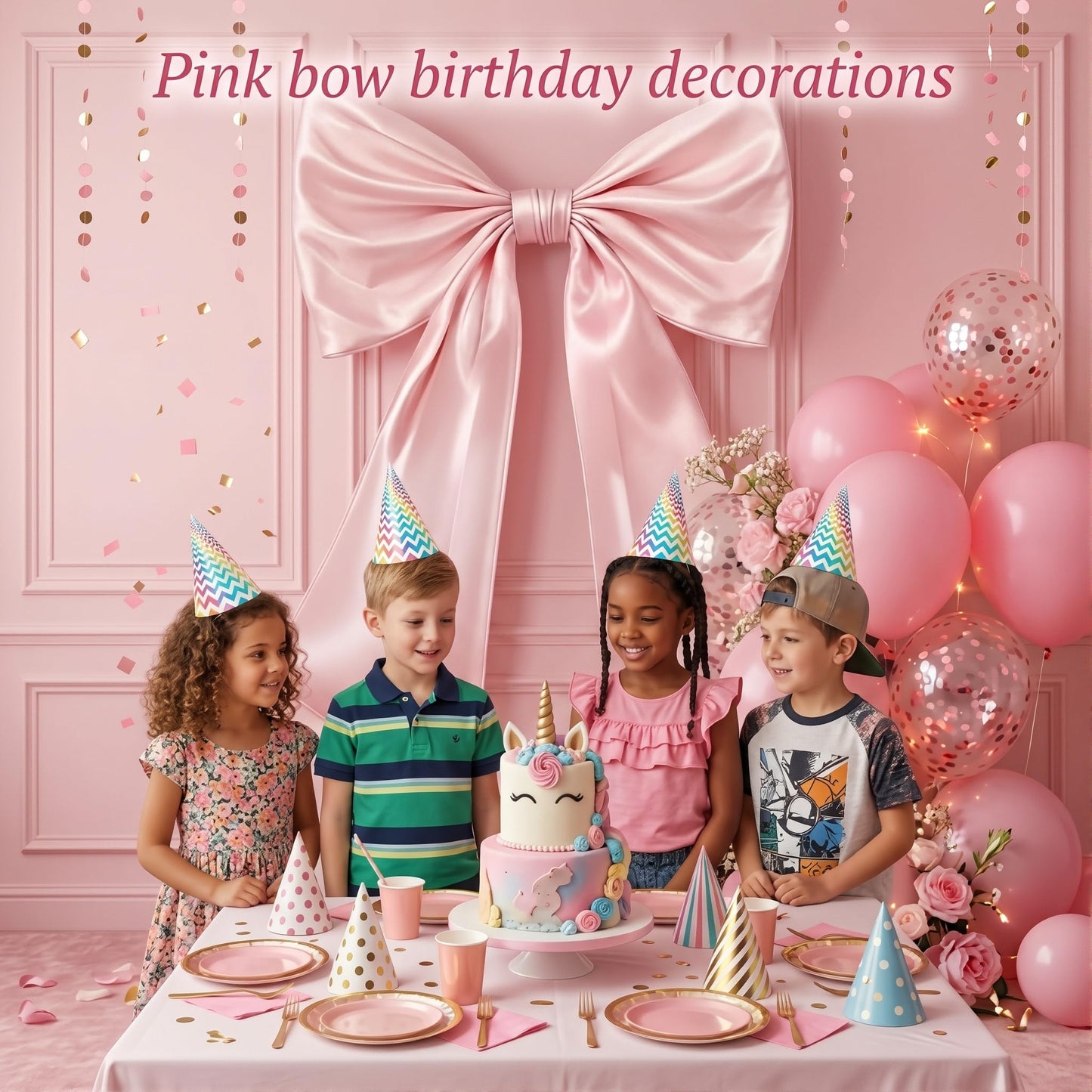 40*24 Inch Satin Ribbon Large Pink Bow, Giant Bow Decor with Premium Satin, Reusable 3D Shape and Easy Hang, Ideal for Coquette Party Decorations, Wedding, Bridal Shower, Backdrop and Bedroom Decor