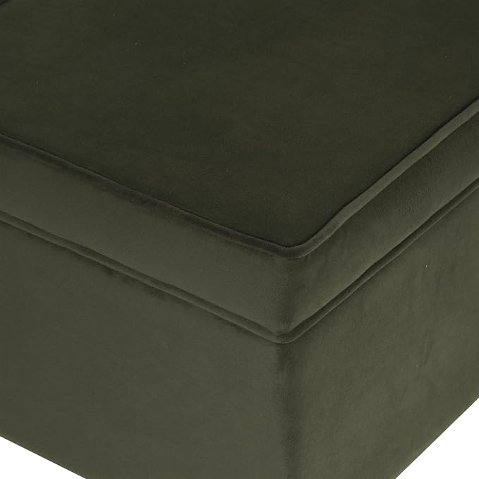 Spatial Order Home Decor | Dinah Collection Modern Storage Ottoman | Ottoman with Storage for Living Room & Bedroom(Loden Green Velvet)