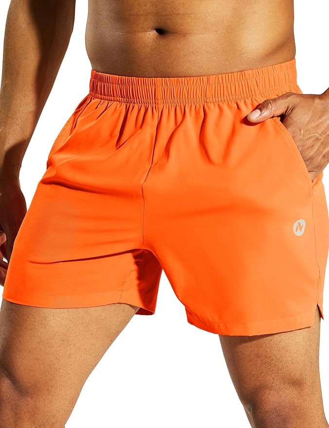 Nepest Men's 5?™â€?Athletic Running Shorts with Pockets, Lightweight Quick Dry Gym Workout Training No Liner Shorts