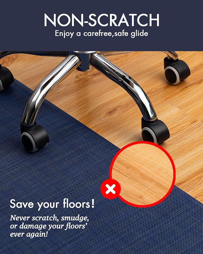 BARoyal Office Chair Mat for Hardwood Floor Under Desk Computer Rolling Chair Mat for Wood/Tile Floor Non-Slip Heavy Duty Desk Rug PVC Plastic Hard Floor Protector 36" x 48"(Indigo)