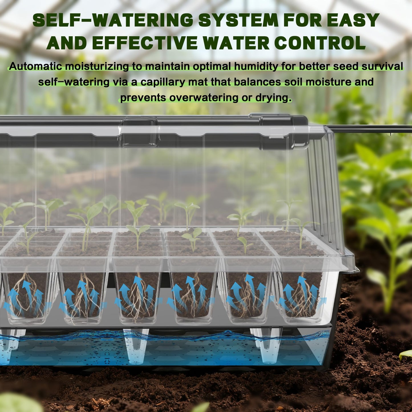 OrionEarth 60-Cell Self-Watering Seed Starter Tray with Grow Light, Upgraded 1–24H Timer, Seed Trays with Humidity Dome, Indoor Gardening System, Starter Kit for Seeds, Plant Germination