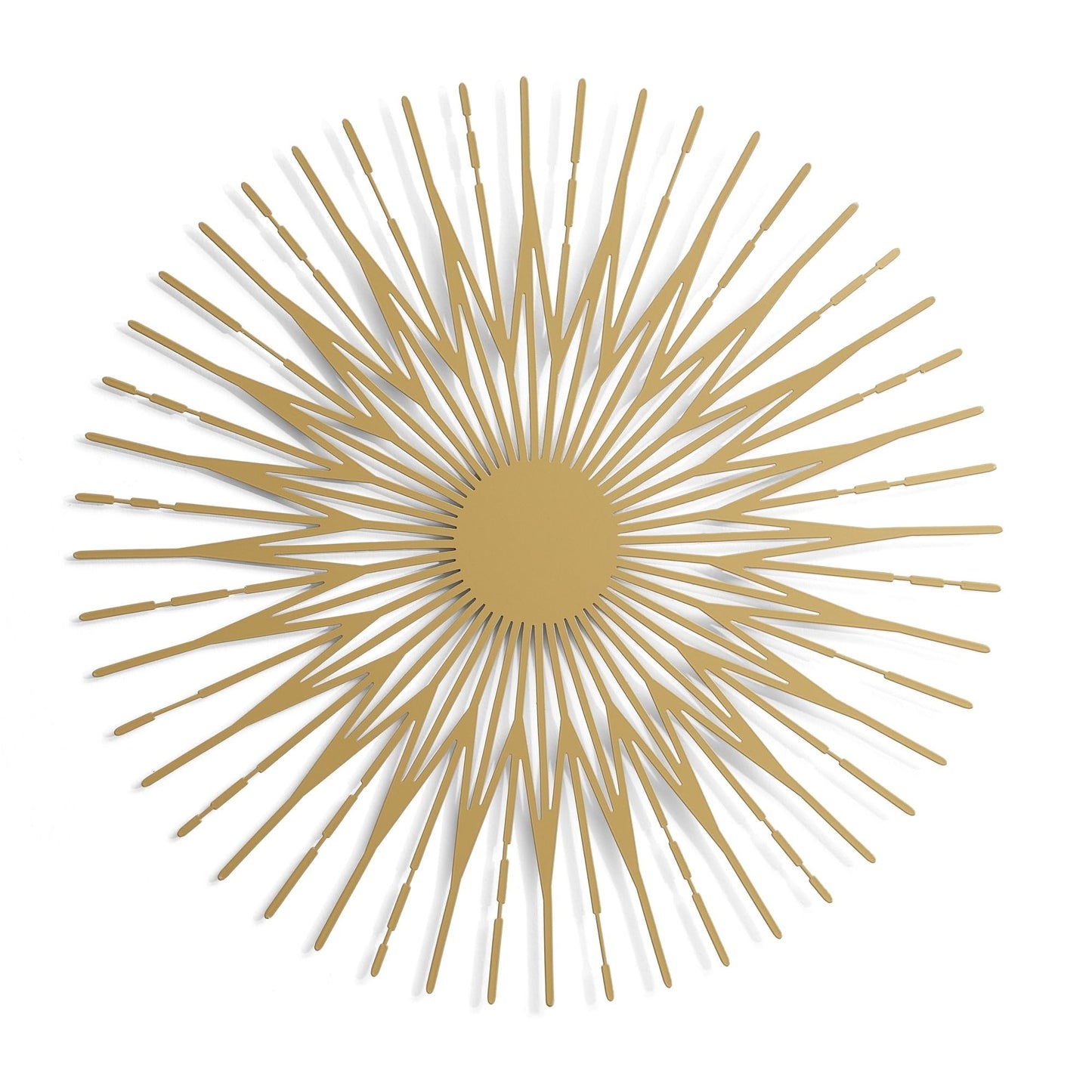 NEODECO Single Sun Metal Wall Art, Geometric Sun Decor, Metallic colors, Large 3D wall sculpture, model A (Gold, Small)