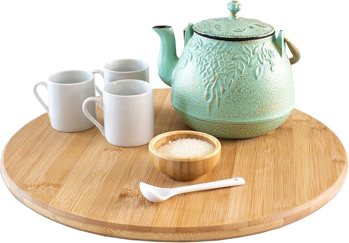TB Home 14 Inch Bamboo Lazy Susan Turntable Organizer for Kitchen & Table Top