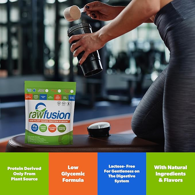 Rawfusion Vegan Protein Powder, Vanilla Bean ??30 Servings, 21g Plant-Based Protein, Low Net Carbs, Non-Dairy, Gluten-Free, Soy-Free, Kosher, Non-GMO, 2.06lbs
