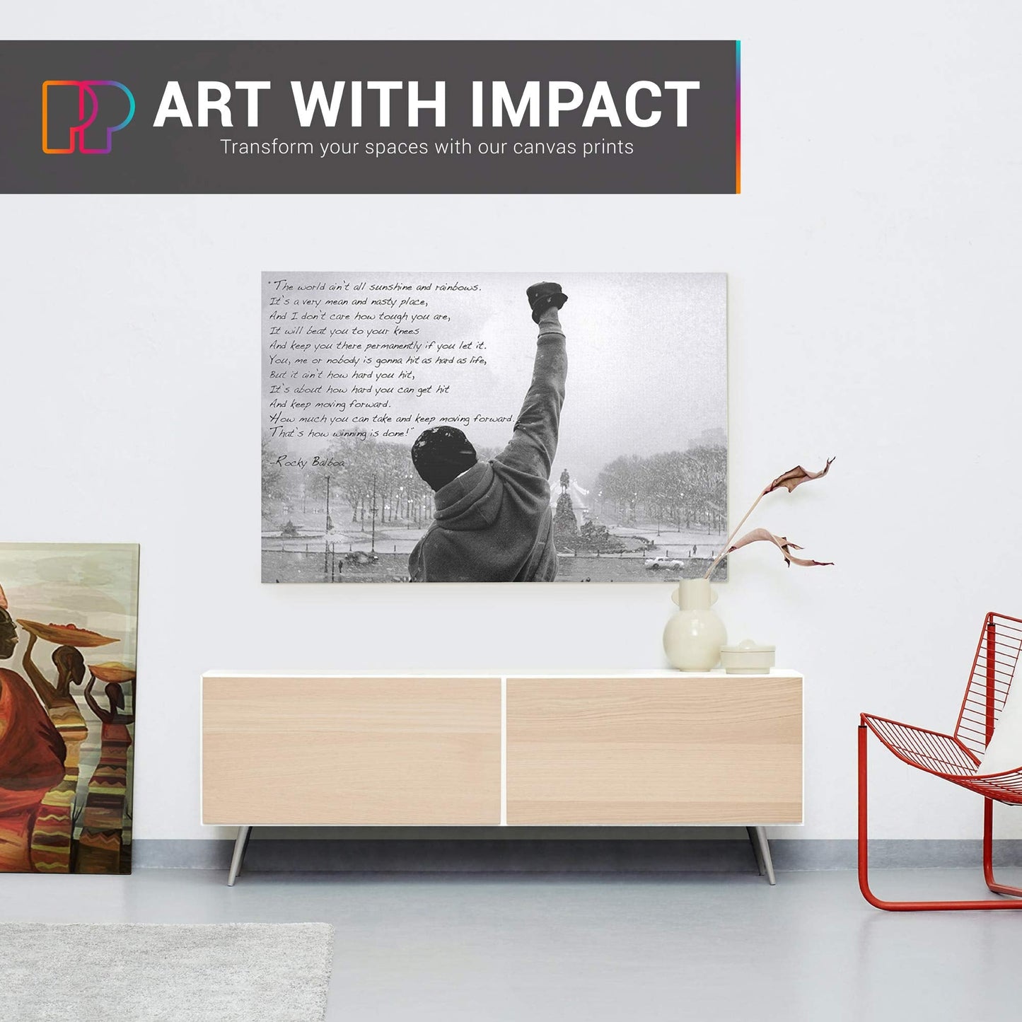 Hope Inspirational Canvas Print Motivational Quote Wall Art - Boxing Office & Gym Decor for Men Ready to Hang Framed Canvas Artwork For Walls- Inspirational Movie Quotes (30x20 Inch)