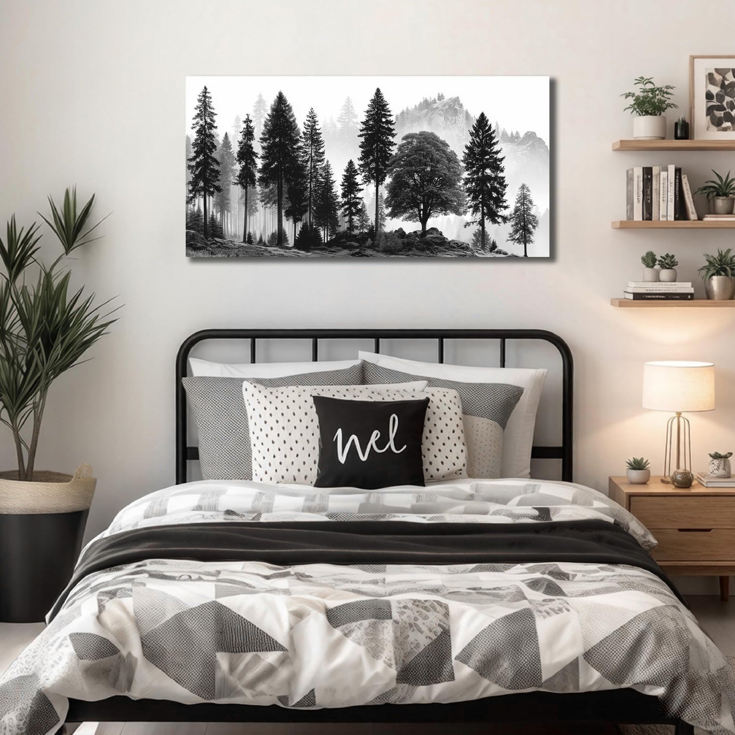 CPKATMT Foggy Forest Wall Art for Living Room Black Tree Pictures wall Decor for Office Natural Landscape Wall Decor for Bedroom 20 x 40 Inch