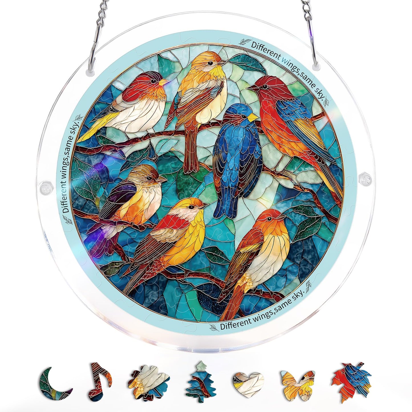 Acrylic Puzzle Suncatcher 83 Pieces, Glowing Feather Haven Sun Catchers Puzzle, DIY SunCatchers Puzzles Window Hanging, Home & Garden Decor, 7.4 in