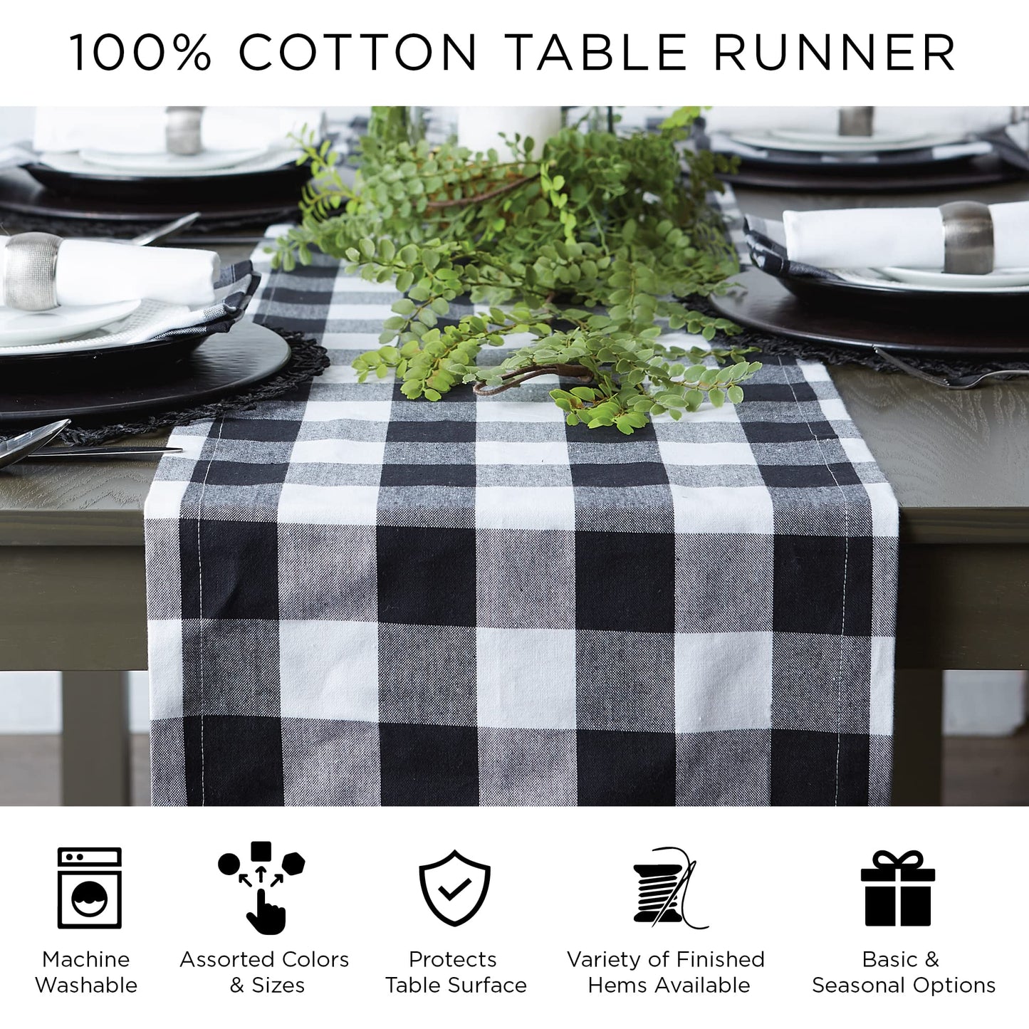 DII Woven Basics Collection 100% Cotton Knit Table Runner, 15x72, Stone