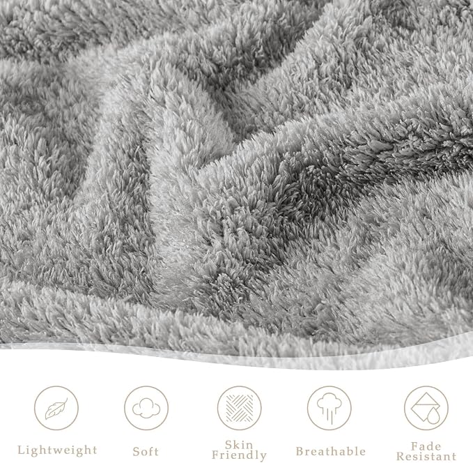 Exclusivo Mezcla Fleece Twin Size Bed Blanket, Ultra Soft, Lightweight and Fuzzy Light Grey Blanket for Women, Home Decor, 60x80 Inches