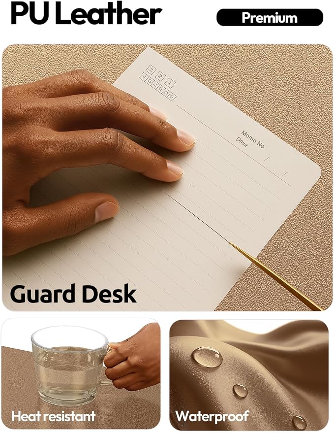YSAGi Leather Desk Pad Protector, Office Desk Mat, Large Mouse Pad, Non-Slip PU Leather Desk Blotter, Laptop Desk Pad, Waterproof Desk Writing Pad for Office and Home (Shiny Bronze, 47.2" x 23.6")