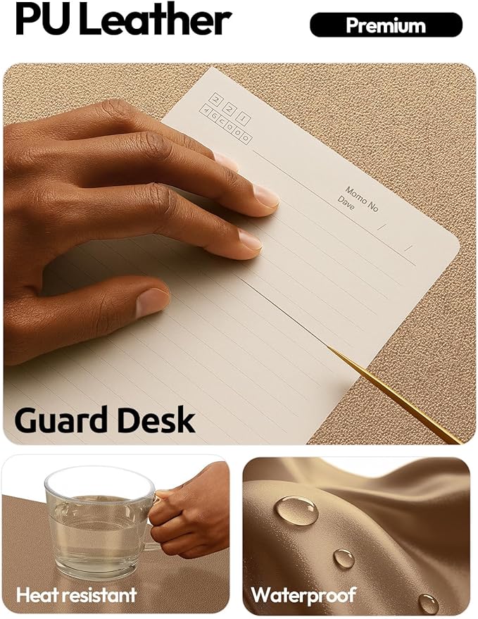 YSAGi Leather Desk Pad Protector, Office Desk Mat, Large Mouse Pad, Non-Slip PU Leather Desk Blotter, Laptop Desk Pad, Waterproof Desk Writing Pad for Office and Home (Shiny Bronze, 47" x 17")