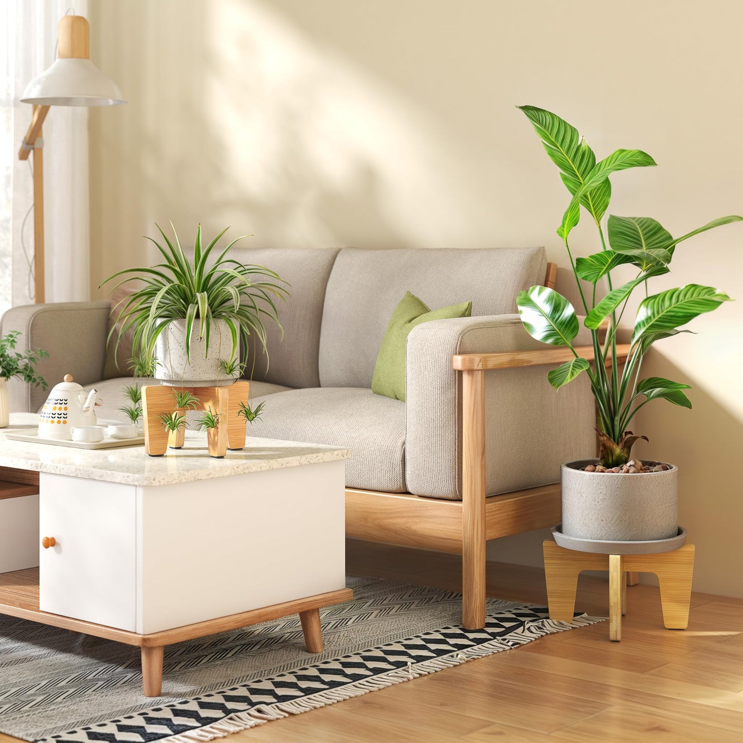 HAWHUV Plant Stand Indoor Outdoor, Plant Holder Sturdy Single Flower Pot Stand Planter Stand Stool Display Decorative for Desktop Counter Room (Natural 10")
