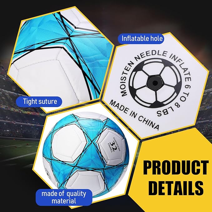 Jerify 4 Pcs Sport Balls Set Official Size Athletic Balls Include Soccer, Football, Basketball, Volleyball for Indoor Outdoor Game Youth Adult Operation Christmas Ball Gifts