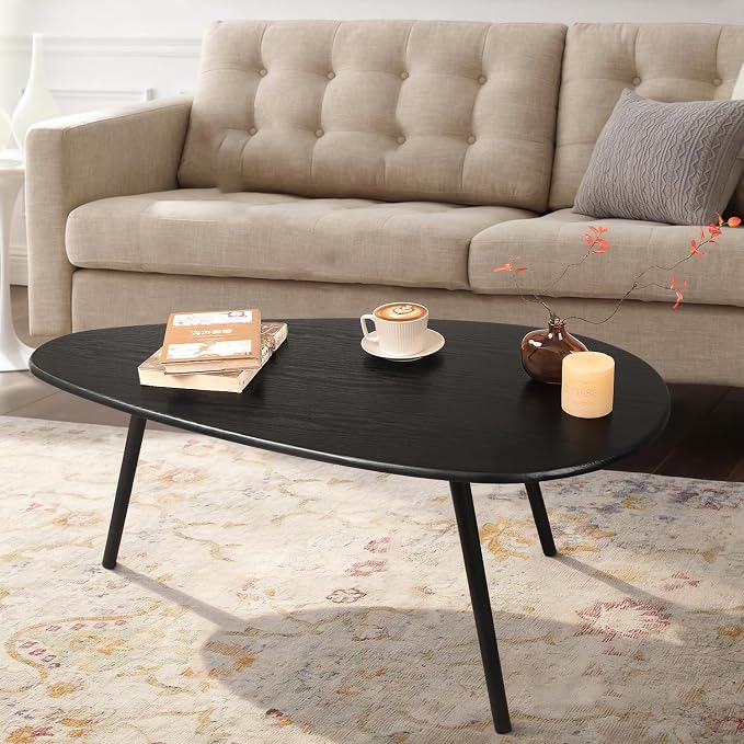Modern Coffee Table for Living Room Small Mid Century Coffee Tables Rustic Oval Coffee Tables Retro Accent Sofa Center Tables for Living Room Easy Assembly 22" D x 43" W x 18" H