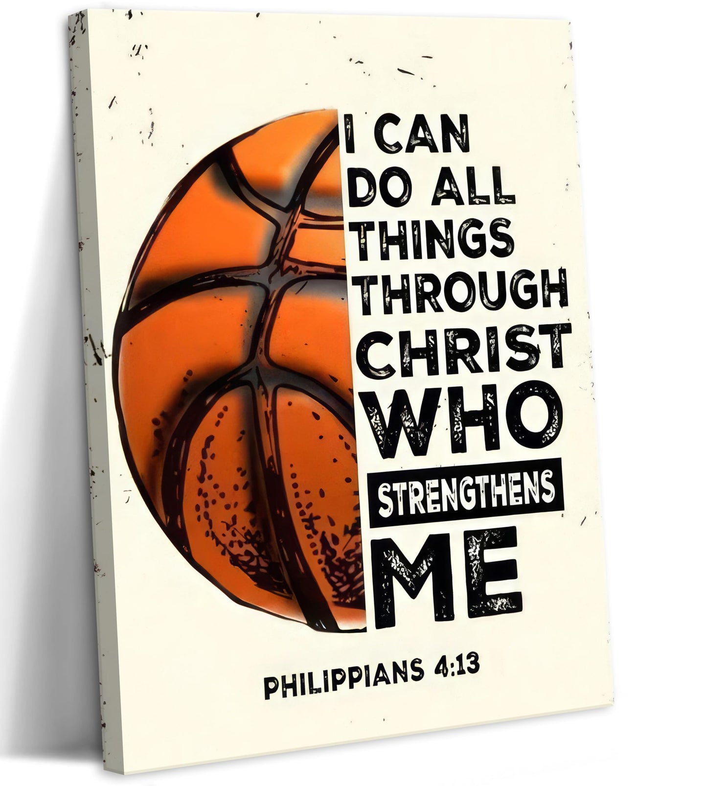 Inspirational Basketball Canvas Wall Art Christian Sports Painting Picture Wall Decor-I Can Do All Things Through Christ Who Strengthens Me Poster Print Artwork for Man Cave Boysroom Home Decoration