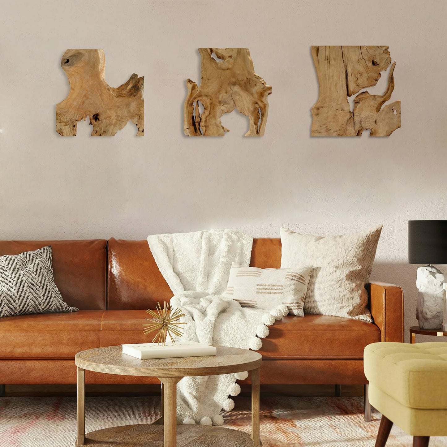 Natural Wood Wall Art - Handcrafted Rustic Decor, Frameless Design for Living Room, Bedroom, Kitchen, or Office - Unique Organic Charm for Your Home