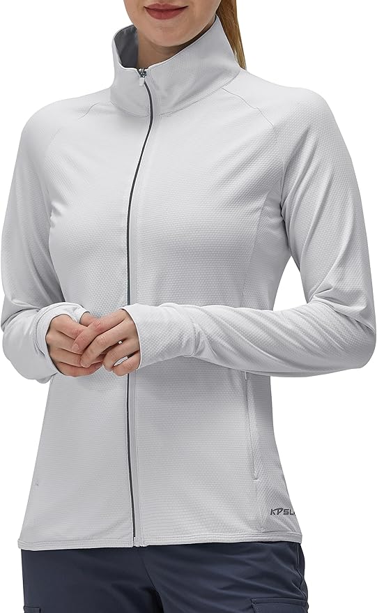 Women's UPF 50+ UV Sun Protection Clothing Long Sleeve Athletic Hiking Shirts Lightweight SPF Zip Up Outdoor Jacket