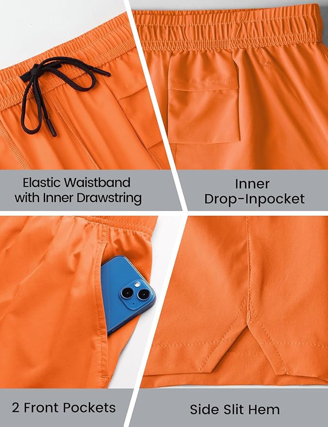 Nepest Men's 5?™â€?Athletic Running Shorts with Pockets, Lightweight Quick Dry Gym Workout Training No Liner Shorts