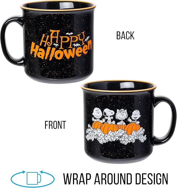 Silver Buffalo Peanuts Halloween Costumes Featuring Charlie Brown, Snoopy, Woodstock, Lucy, and Linus Ceramic Camper Mug, 20 Ounces