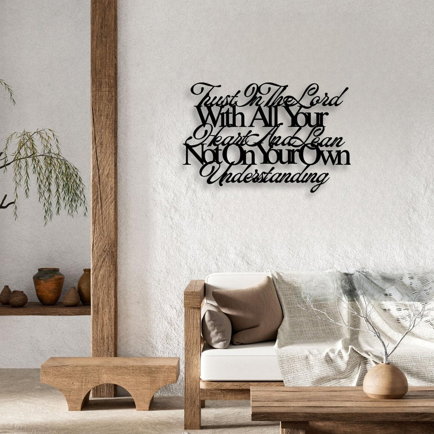 Proverbs 3:5-6 Trust In The Lord With All Your Heart Metal Wall Decor - House Decor Christian Religious Scripture Black Wall Art Inspirational Motivational Home Decor for Living Room, Bedroom, Dining Room (Black)