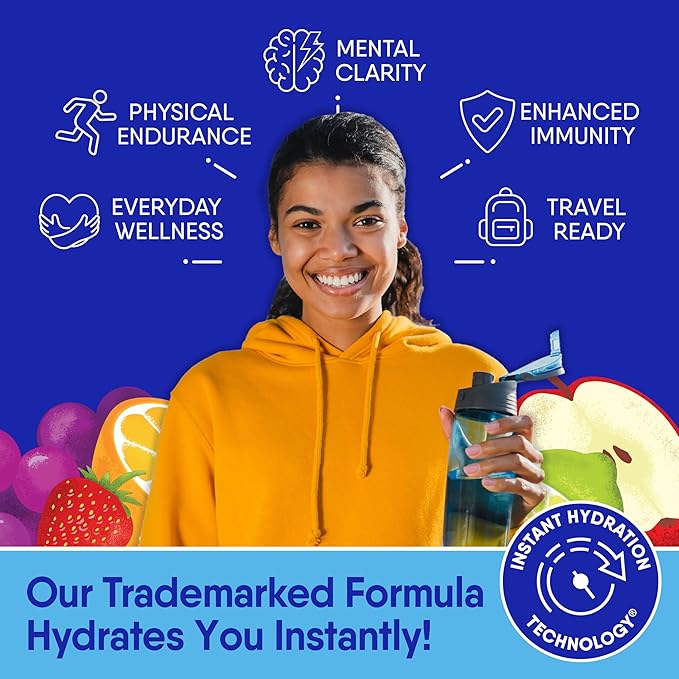 GoHydrate Instant Hydration Powder Packets - Low Sodium Electrolytes Drink Mix - Natural Hydration Support, Sugar Free Electrolyte Flavored Powder Drink with Vitamin D, 30 Packs, Grapefruit