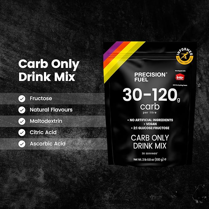 Precision Fuel PF Carb Only Drink Mix - High Carbohydrate Powder for Energy, Vegan, 120g Carbs per Litre - Mild Citrus Flavor (1-Pack)