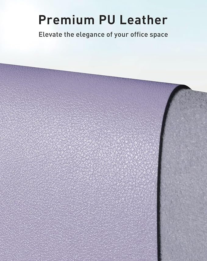 Aothia Faux Leather Desk Mat - Large Mouse Pad, Non-Slip PU Leather Blotter, Waterproof Writing Surface for Office and Home (Lavender, 63" x 17")