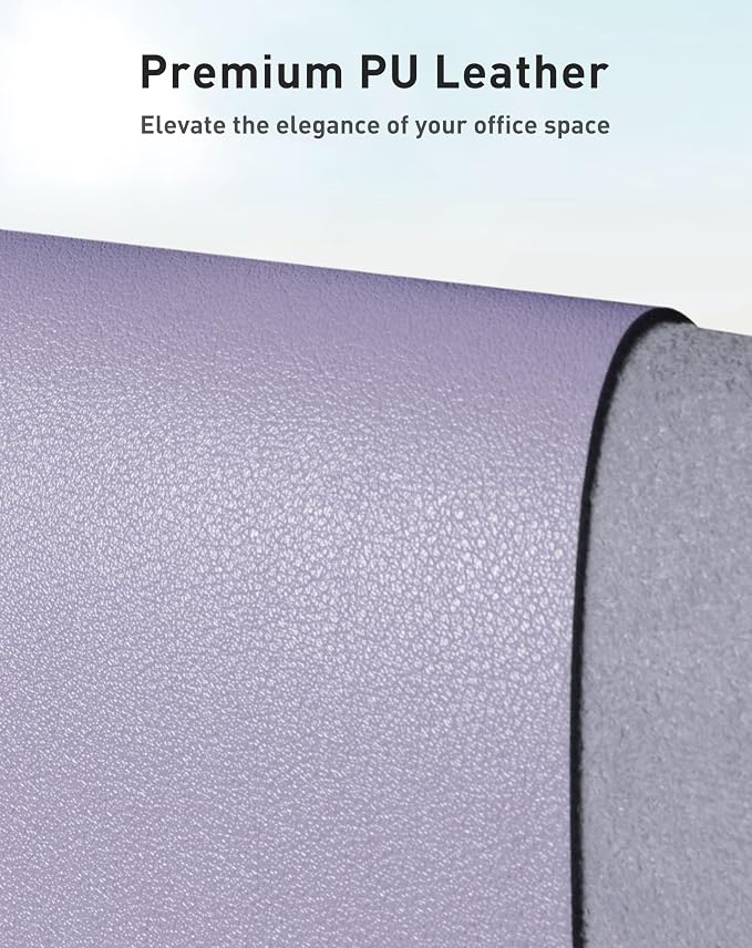 Aothia Faux Leather Desk Mat - Large Mouse Pad, Non-Slip PU Leather Blotter, Waterproof Writing Surface for Office and Home (Lavender, 63" x 24")