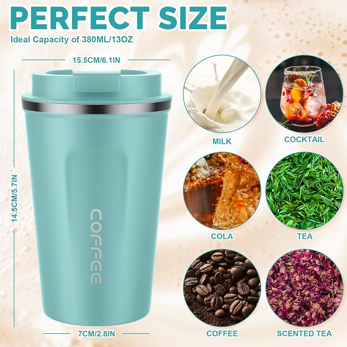 CS COSDDI 12 oz Stainless Steel Vacuum Insulated Tumbler - Coffee Travel Mug Spill Proof with Lid - Coffee Cups for Keep Hot/Ice Coffee,Tea and Beer