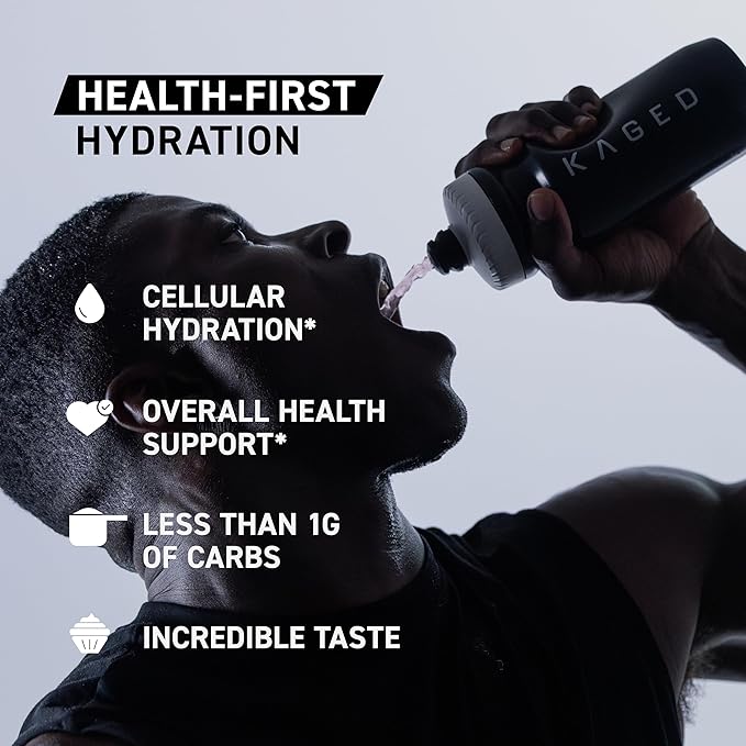 Kaged Hydration Electrolytes Powder | Strawberry Yuzu | Hydra-Charge Sports Drink Mix | Pre, Post, Intra Workout | Low Carb, Vegan, Gluten Free | Supplements for Men & Women | 60 Servings
