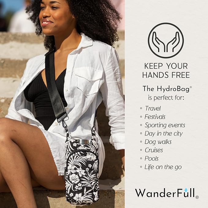 WanderFull® Original HydroBag® Collection, Water Bottle Holder w/Strap & Phone Pocket, Hands-Free Crossbody Water Bottle Bag