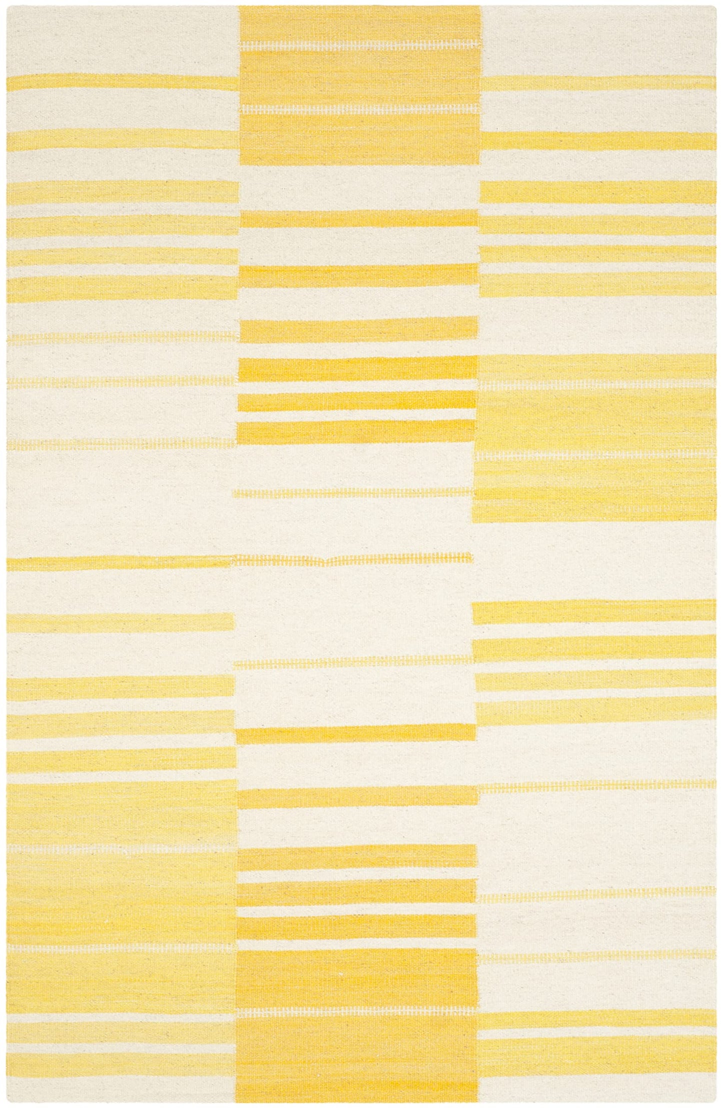 SAFAVIEH Kilim Collection Accent Rug - 4' x 6', Gold & Ivory, Handmade Flat Weave Wool, Ideal for High Traffic Areas in Entryway, Living Room, Bedroom (KLM953D)