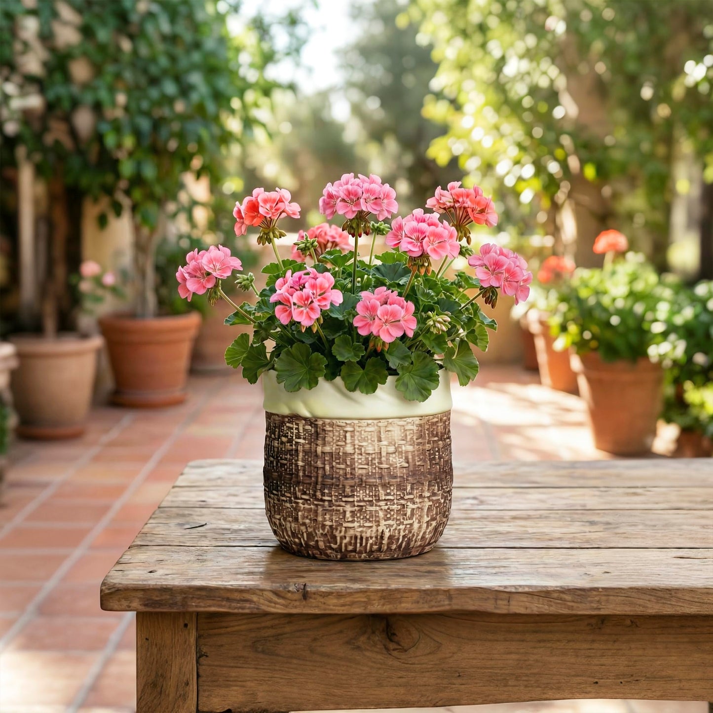 Teagas 6 Inch Plant Pot - Ceramic Pots for Plants with Drainage Hole and Plug, Unique Plant Pots for Indoor Outdoor Plants, Round Planter, Room Home Decor, Gifts for Plant Lovers, Brown