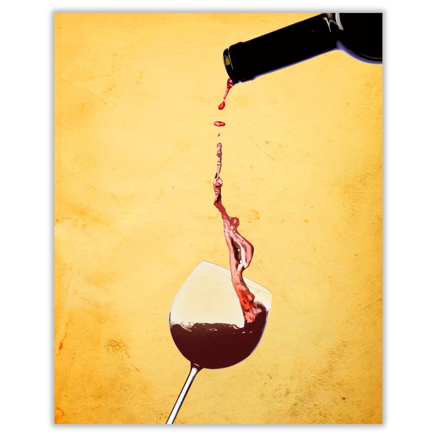 AMERICAN LUXURY GIFTS Red Wine Pouring Glass - Modern Elegant Beverage Wall Art - Kitchen Dining Room Bar Decor & Hostess Gift - 8x10 Unframed Print