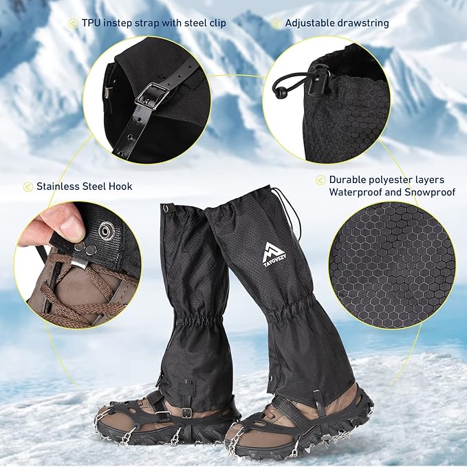 Gaiters for Hiking ??Waterproof and Breathable Leg Gaiters for Women and Men Boots, Adjustable Lightweight Shoes Gaiters for Hunting, Hiking, Mountaineering, Snow Gaiters for Hiking Boots