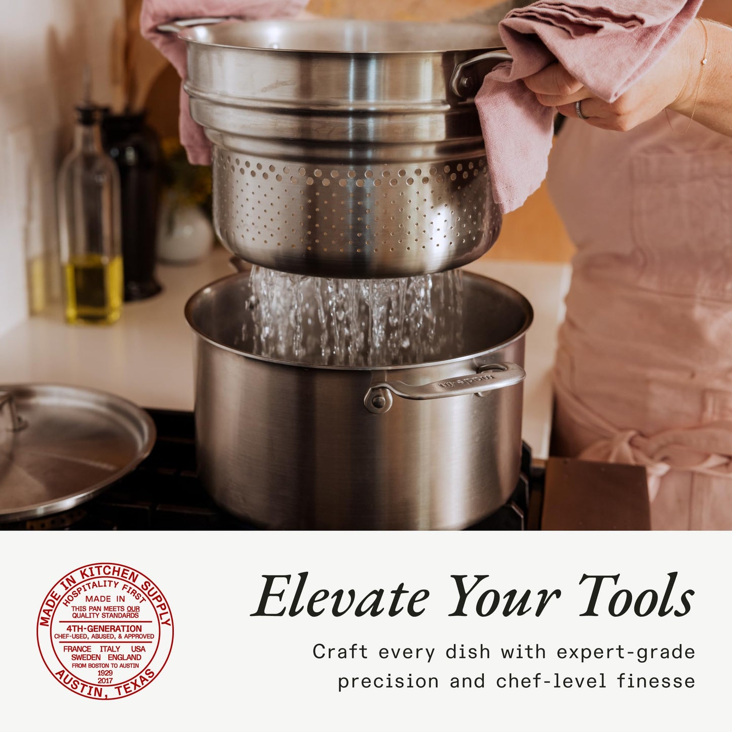 Made In Cookware | 8 Quart Stainless Steel Stock Pot With Lid and Pasta Insert | 5 Ply Stainless Clad | Professional Cookware | Crafted in Italy | Induction Compatible