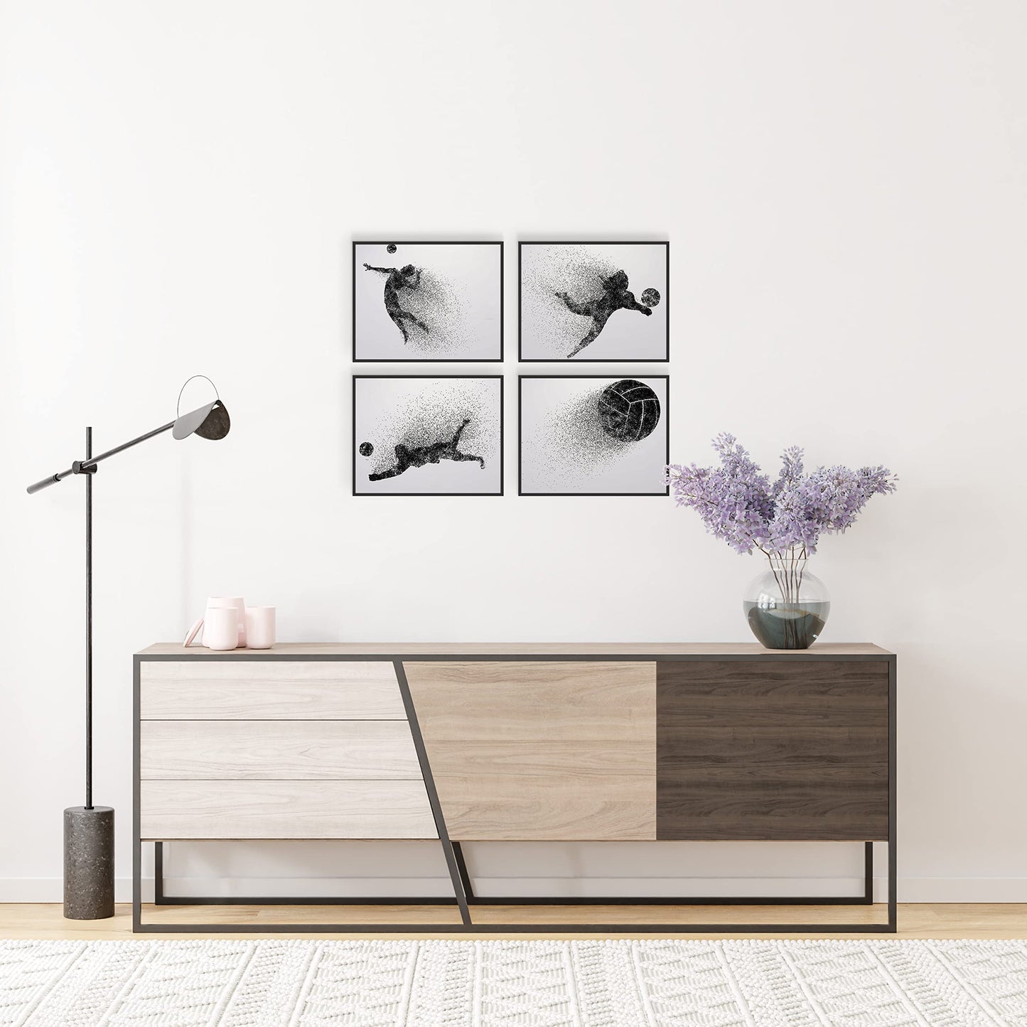 Summit Designs Volleyball Wall Art Prints - Silhouette – Set of 4 (8x10) Poster Photos Prints - Bedroom - Man Cave