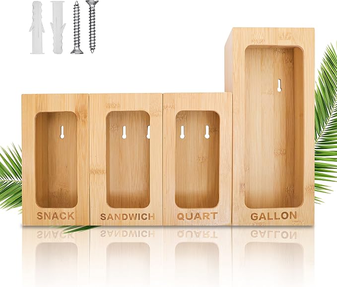 PALM NAKI Drawer Organizer for Bags, Kitchen Plastic - Bag Storage, Gallon, Quart, Snack & Sandwich Sizes