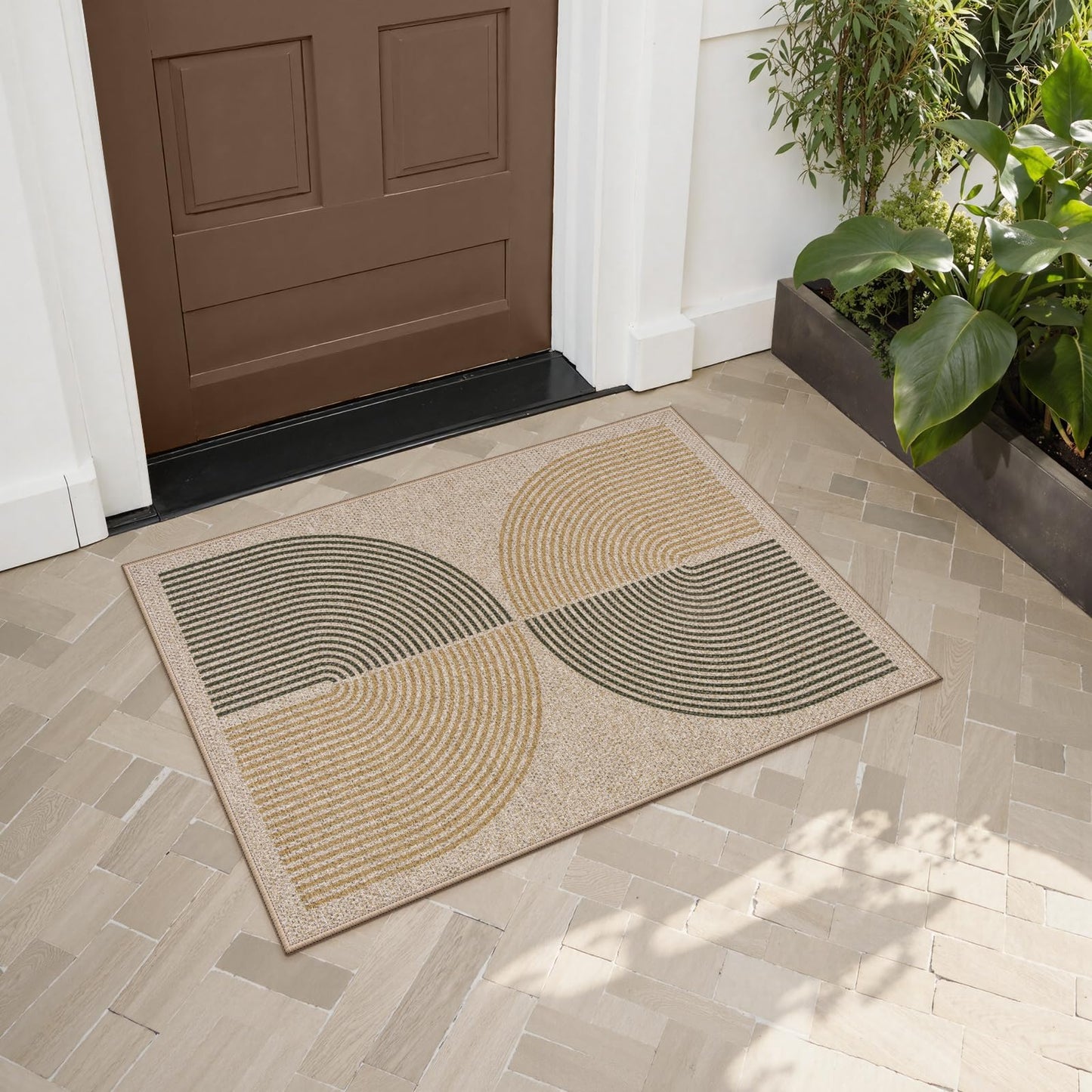 Lahome Enfys Rainbow Easy Jute Rug, 2x3 Entryway Rug Indoor Outdoor Front Door Mat, Farmhouse Neutral Non Slip Non Shedding Washable Kitchen Mats for Floor Foyer