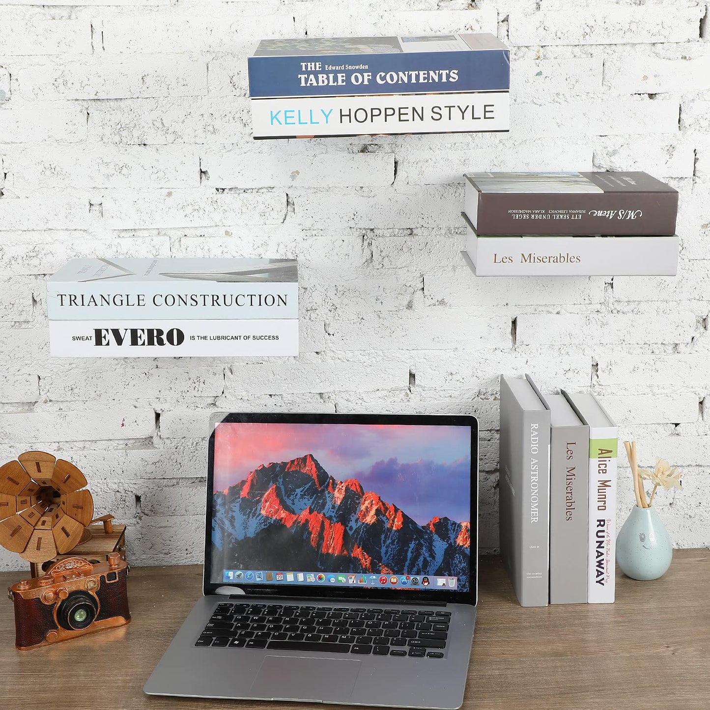 Jetec 6 Pieces Invisible Floating Bookshelf for Wall Mount Iron Floating Book Shelves Multipurpose Hidden Hanging Bookshelves Wall Book Holders for Room Bedroom Home Office Library Bookcase (White)